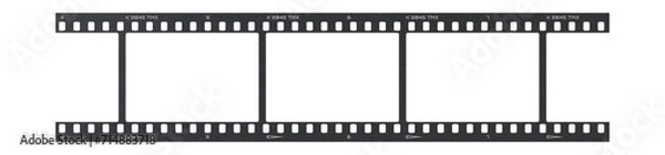 Obraz Camera transparent film strip mockup, isolated on white background template frame, real high-res 35mm photo scan analogue sheet negative