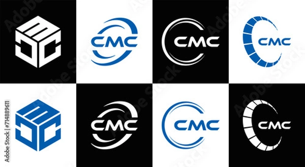 Fototapeta CMC logo. C M C design. White CMC letter. CMC, C M C letter logo design. Initial letter CMC linked circle uppercase monogram logo. C M C letter logo vector design. CMC letter logo design five style.
