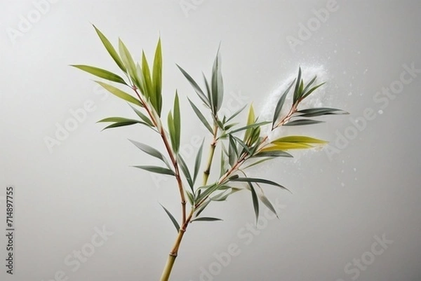 Fototapeta Shadowy Elegance Generative AI's Noir Botanical Bamboo Leaf Close-Up
