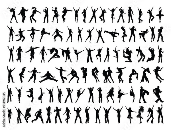 Obraz Dancing peoples silhouette vector art