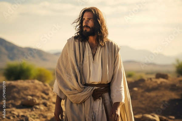 Obraz Jesus in the desert. Generative AI