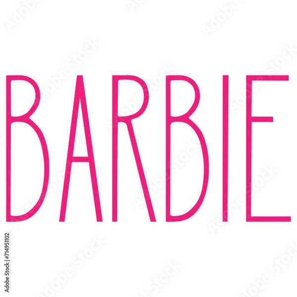 Fototapeta Vector lettering. Hand-drawn isolated word Barbie on
a transparent background, for printing on fabrics, notebooks, stickers, other stationery or clothing, design