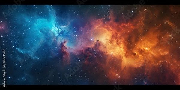Fototapeta A vibrant and colorful space scene with a starry background Generative AI