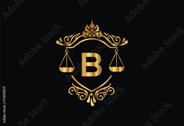 Obraz Low firm logo with latter B vector template, Justice logo, Equality, judgement logo vector illustration