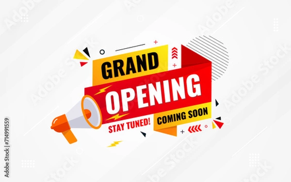 Obraz Coming Soon Sale Banner vector template. Grand Opening sale banner vector graphic design background
