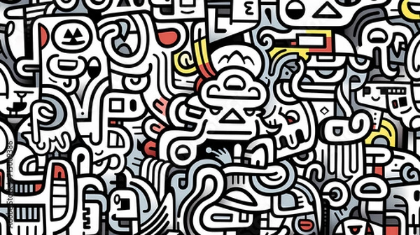 Fototapeta Abstract seamless doodle background, artistic background