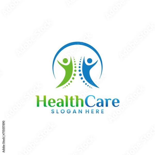 Fototapeta Abstract round logo with happy human silhouette. template design