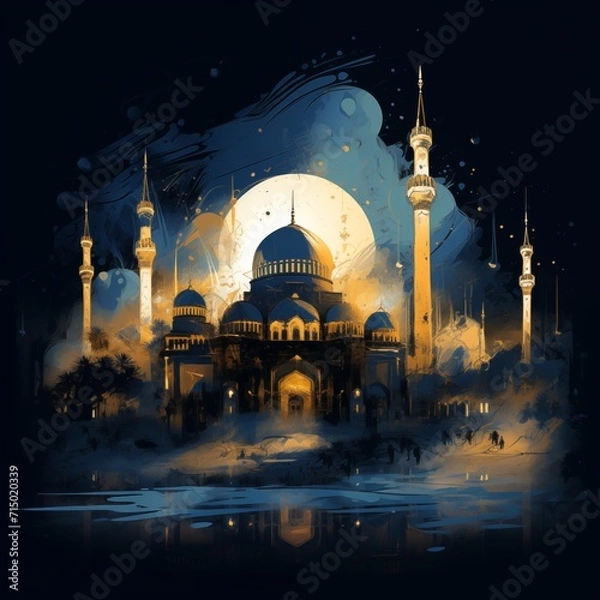 Obraz Abstract Islamic card dark background