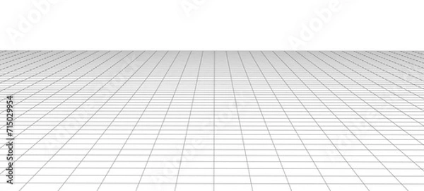 Obraz Abstract perspective background. 3D wireframe vector mesh on white background.