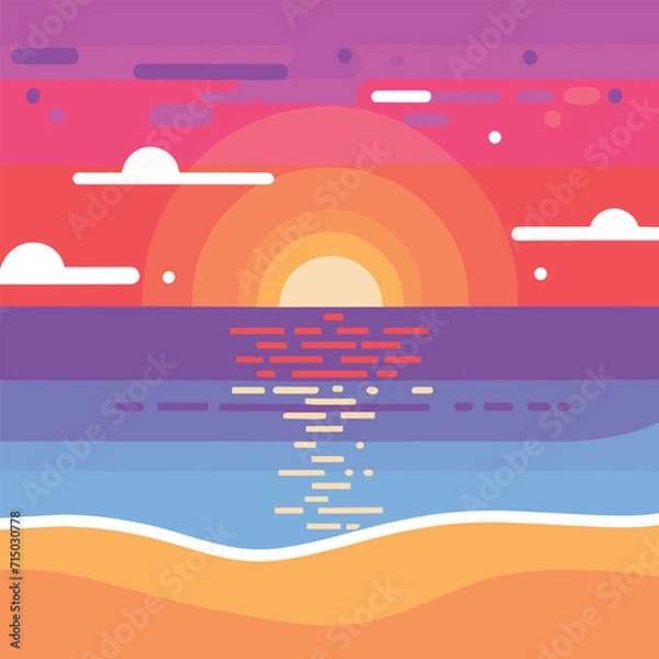 Obraz Beautiful abstract sunset beach scenery vector