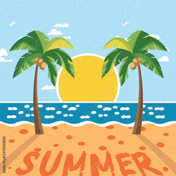 Obraz vibrant 2d flat vector island