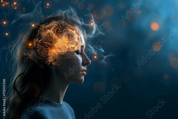 Obraz Woman Developing Her Emotional Intelligence. Concept Exploring the Mind