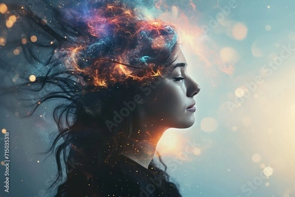 Obraz Woman Developing Her Emotional Intelligence. Concept Exploring the Mind