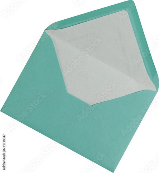Fototapeta Open envelope close up. Isolated, transparent. Top view.