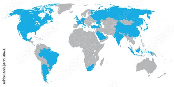 Fototapeta G20 member states onl map of the world