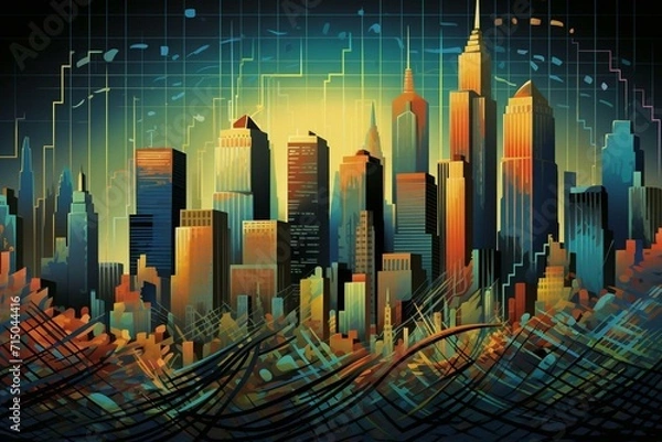 Fototapeta Illustration measuring stock market's volatility. Generative AI