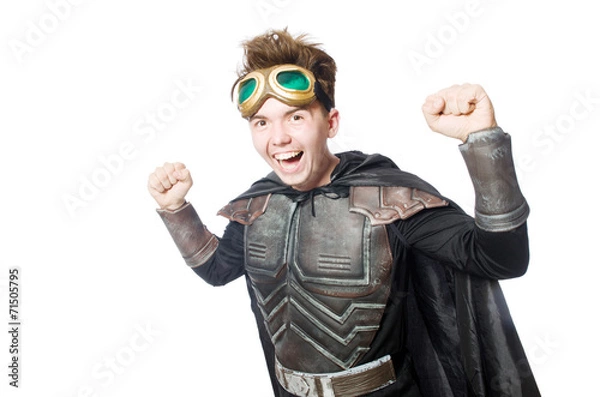 Obraz Funny pilot with goggles isolated on white
