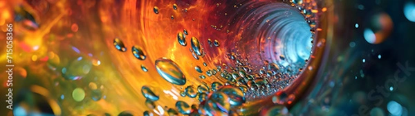 Fototapeta Close Up of Glass With Water Drops, Refreshing and Serene Water on Transparent Surface