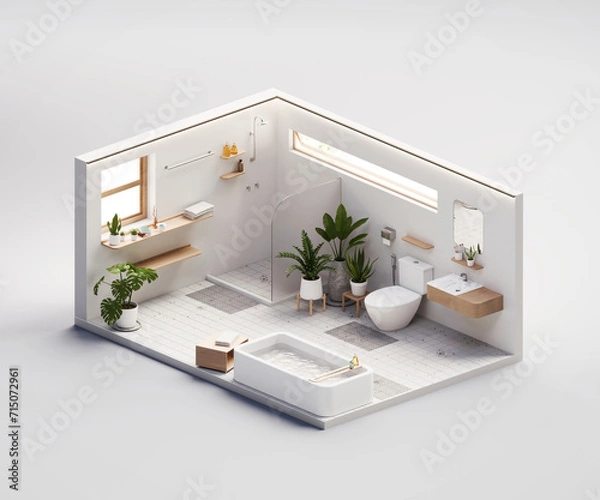 Obraz Isometric view bathroom open inside interior architecture 3d rendering 