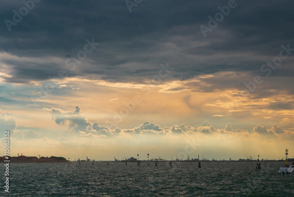 Obraz Beautiful sunset in Venice. Texture clouds. Landscape