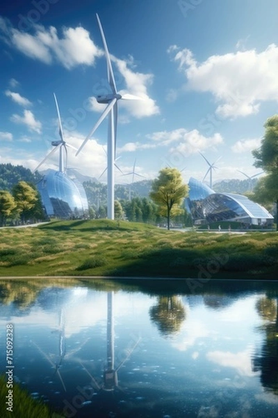 Obraz wind turbine in the wind