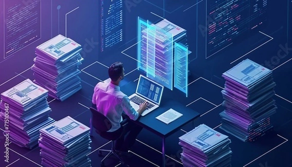Obraz Compliance and Governance, Illustrate a scenario that highlights how advanced document management technologies ensure regulatory compliance and governance standards, AI