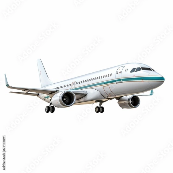 Fototapeta airplane on the runway, isolated on white background, PNG