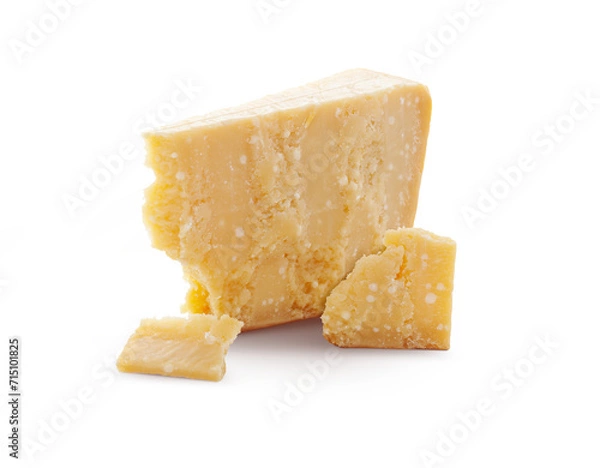 Fototapeta Aged parmesan cheese or parmigiano reggiano isolated on a transparent background
