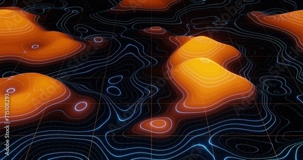 Fototapeta 3D Render topographic map background concept.