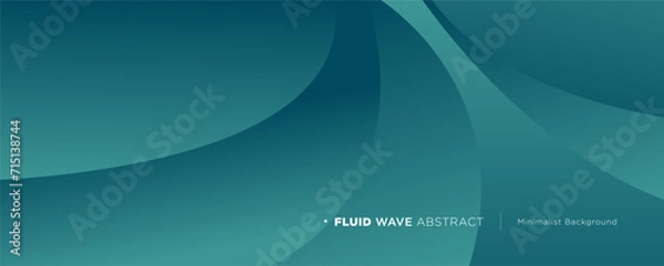 Fototapeta 3D blue and green geometric fluid abstract background. Minimalist modern graphic design element cutout style concept for banner, card, or brochure cover