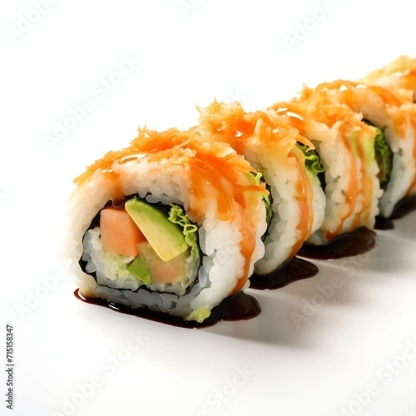 Fototapeta a tempura roll, studio light , isolated on white background