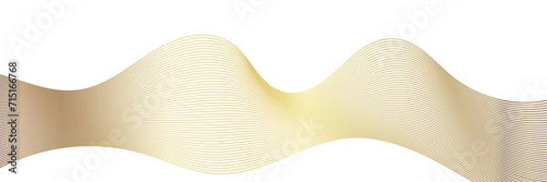 Fototapeta abstract wavy gold lines on transparent background