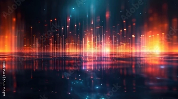 Fototapeta The peaceful stillness of the night is enlivened by the harmonious dance of equalizer bars creating a breathtaking display of light and sound