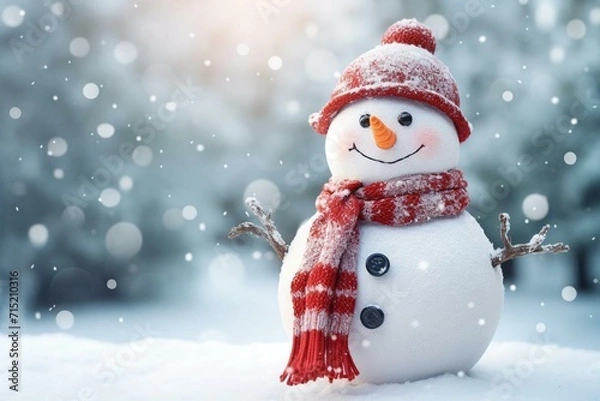Fototapeta festive snowman enjoying winter atmosphere. Generative AI