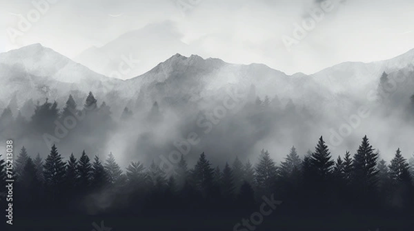 Obraz misty morning in the mountains