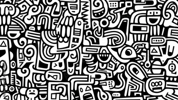 Fototapeta Abstract seamless doodle background, artistic background