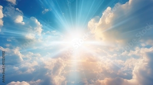 Fototapeta White shining blue sky with clouds