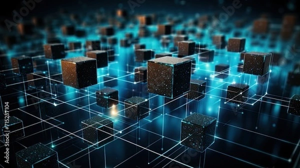 Fototapeta Blockchain for digital asset exchange solid background