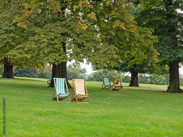 Obraz Deckchairs in the park