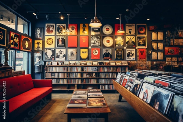 Obraz Cozy Record Store with Wall Art.