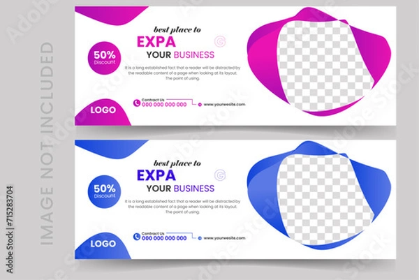 Fototapeta Facebook cover design template with vector and editable.