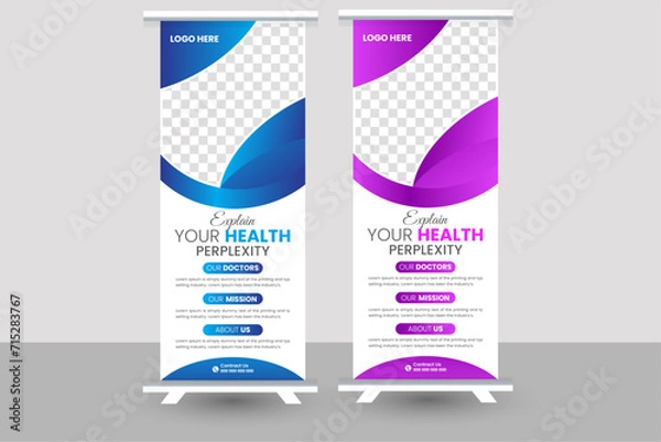Fototapeta Agency stands roll up banner design stands template. editable roll-up banner vector template.
