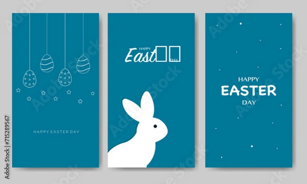 Obraz Happy Easter Day Bundle Vertical Template Flat Illustration