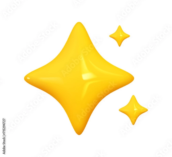 Obraz Emoji trzy gwiazdki. Ikona kreskówek Emotion 3D. Żółty emotikon. Ilustracja wektorowa