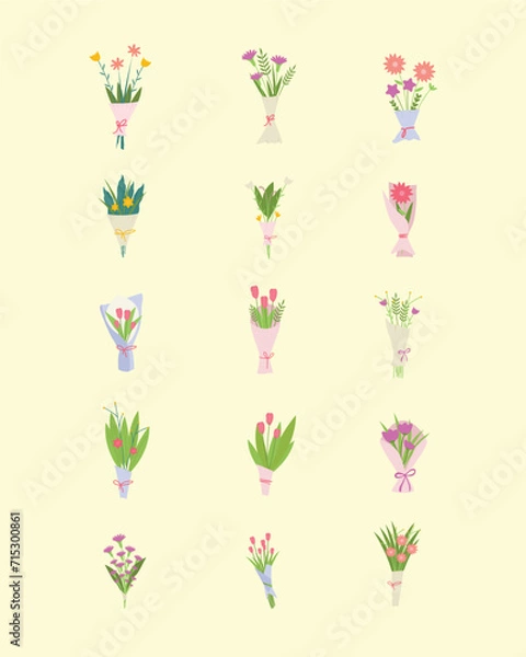 Fototapeta Unique and Feminine Bouquet Flower Illustration Design Set