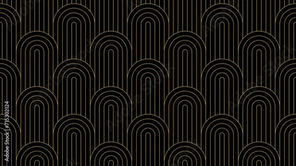 Fototapeta Luxury gold background pattern seamless geometric wave line circle abstract design vector. Christmas background.
