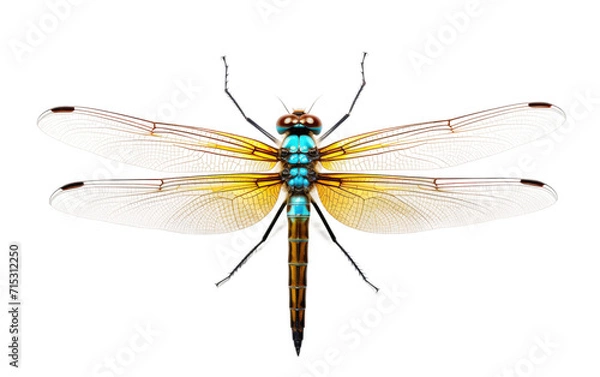 Fototapeta A Damselfly Rests, Unfurling Its Intricate Wings in a Moment of Still Beauty on a White or Clear Surface PNG Transparent Background.