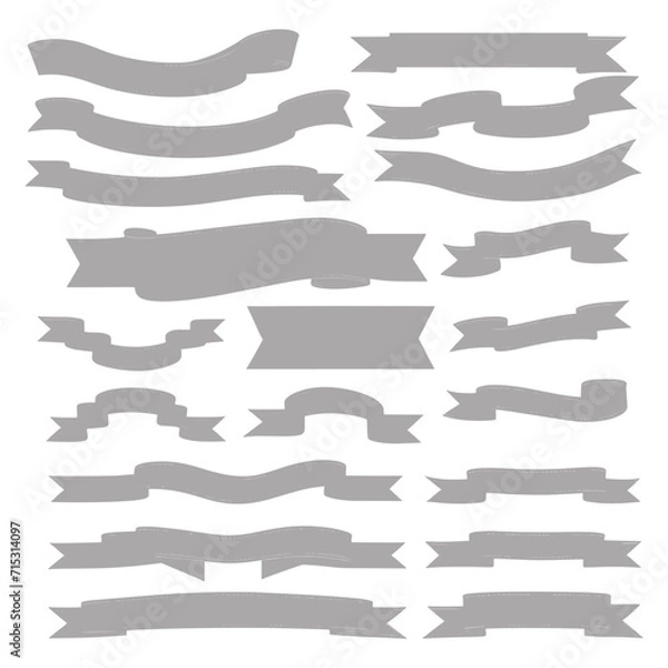 Fototapeta Banner ribbon set silhouette vector black shape