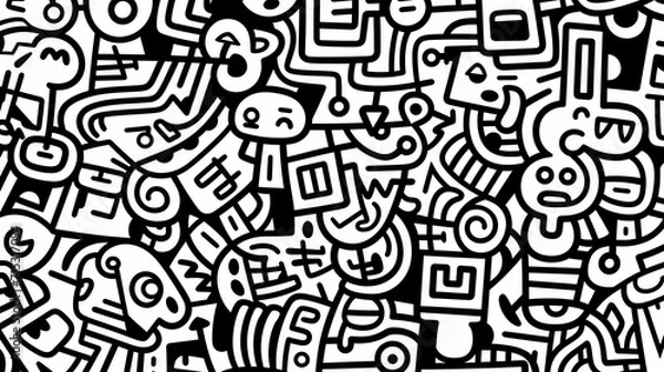 Fototapeta Abstract seamless doodle background, artistic background