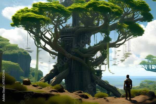 Obraz tropical island with trees Generative AI